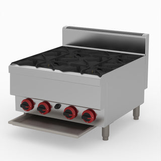 GasMax Benchtop Natural Gas 4 Burner Cooktop W/ Splashback JUS-TR-4B
