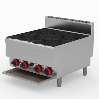 GasMax Benchtop Natural Gas 4 Burner Cooktop W/ Splashback JUS-TR-4B
