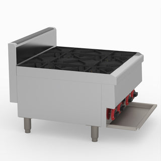 GasMax Benchtop Natural Gas 4 Burner Cooktop W/ Splashback JUS-TR-4B