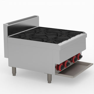 GasMax Benchtop Lpg 4 Burner Cooktop W/ Splashback JUS-TR-4BLPG