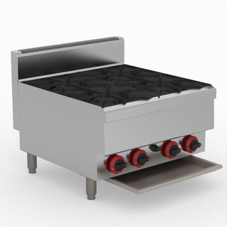 GasMax Benchtop Natural Gas 4 Burner Cooktop W/ Splashback JUS-TR-4B