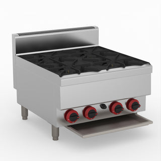 GasMax Benchtop Natural Gas 4 Burner Cooktop W/ Splashback JUS-TR-4B
