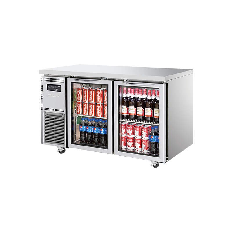 Turbo Air Undercounter 2 Glass Door Fridge 1200mm Width x 700mm Depth