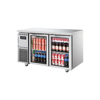 Turbo Air Undercounter 2 Glass Door Fridge 1200mm Width x 700mm Depth KGR12-2-N