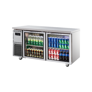 Turbo Air Undercounter 2 Glass Door Fridge 1500mm Width x 700mm Depth