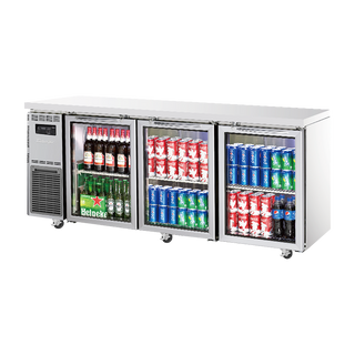 Turbo Air Undercounter 3 Glass Door Fridge 1800mm Width x 700mm Depth KGR18-3-N