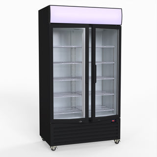 1000L Colourbond Upright Beverage Fridge 2 Doors Black - Thermaster LG-1000BP