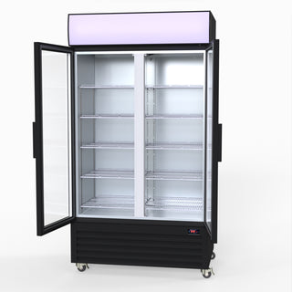 1000L Colourbond Upright Beverage Fridge 2 Doors Black - Thermaster LG-1000BP