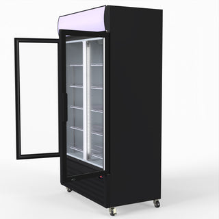 1000L Colourbond Upright Beverage Fridge 2 Doors Black - Thermaster LG-1000BP