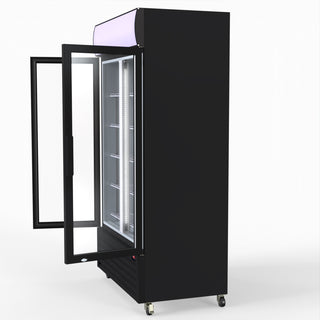 1000L Colourbond Upright Beverage Fridge 2 Doors Black - Thermaster LG-1000BP