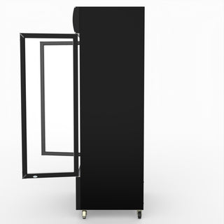 Thermaster 1000L Two Glass Door Colourbond Upright Drink Fridge Black LG-1000BP