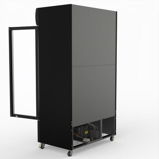 Thermaster 1000L Two Glass Door Colourbond Upright Drink Fridge Black LG-1000BP
