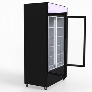 1000L Colourbond Upright Beverage Fridge 2 Doors Black - Thermaster LG-1000BP