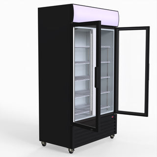 1000L Colourbond Upright Beverage Fridge 2 Doors Black - Thermaster LG-1000BP