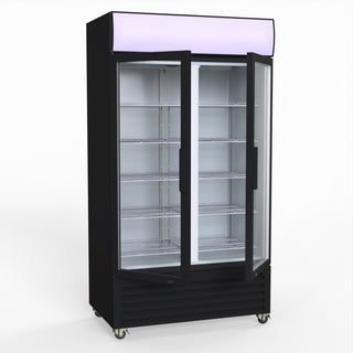 1000L Colourbond Upright Beverage Fridge 2 Doors Black - Thermaster LG-1000BP