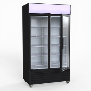 1000L Colourbond Upright Beverage Fridge 2 Doors Black - Thermaster LG-1000BP