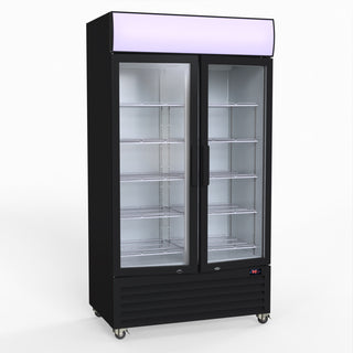 1000L Colourbond Upright Beverage Fridge 2 Doors Black - Thermaster LG-1000BP