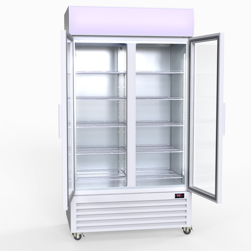 Thermaster 1000L Two Glass Door Colourbond Upright Drink Fridge White LG-1000P