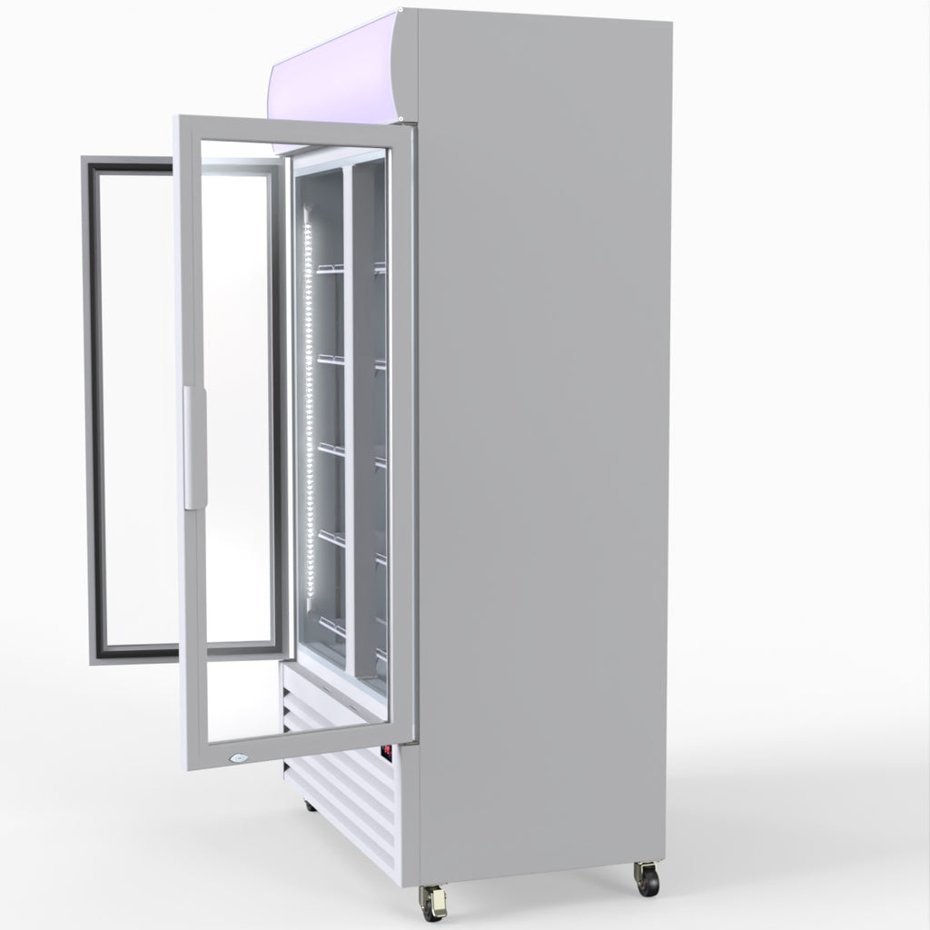 Thermaster 1000L Two Glass Door Colourbond Upright Drink Fridge White LG-1000P