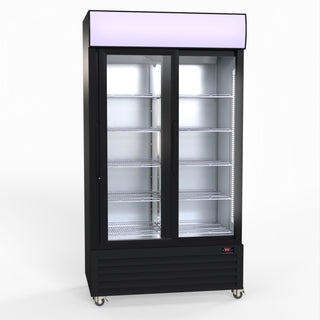 1000L Two Sliding Glass Door Colourbond Upright Drink Fridge Black - Thermaster LG-1000SDBP