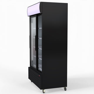 1000L Two Sliding Glass Door Colourbond Upright Drink Fridge Black - Thermaster LG-1000SDBP