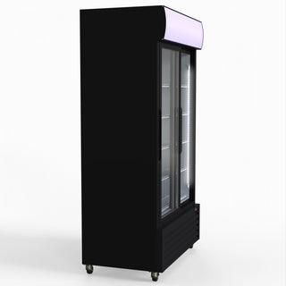 1000L Two Sliding Glass Door Colourbond Upright Drink Fridge Black - Thermaster LG-1000SDBP