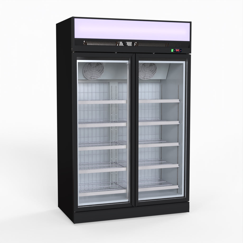 1006L Black Upright Double Glass Door Freezer - Thermaster LG-1006DF