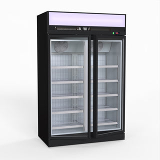 1006L Black Upright Double Glass Door Freezer - Thermaster LG-1006DF