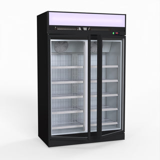 1006L Black Upright Double Glass Door Freezer - Thermaster LG-1006DF