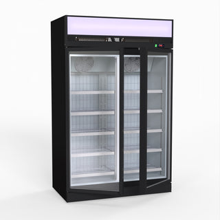 1006L Black Upright Double Glass Door Freezer - Thermaster LG-1006DF