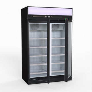 1006L Black Upright Double Glass Door Freezer - Thermaster LG-1006DF