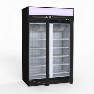 1006L Black Upright Double Glass Door Freezer - Thermaster LG-1006DF