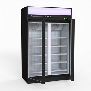 1006L Black Upright Double Glass Door Freezer - Thermaster LG-1006DF