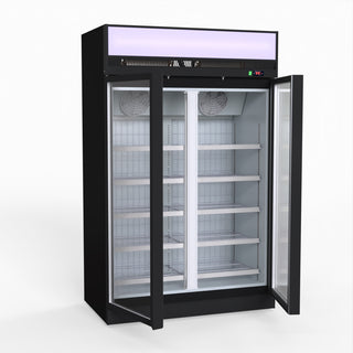 1006L Black Upright Double Glass Door Freezer - Thermaster LG-1006DF