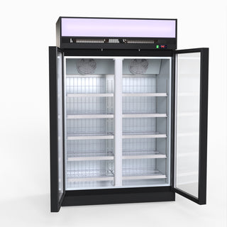 1006L Black Upright Double Glass Door Freezer - Thermaster LG-1006DF