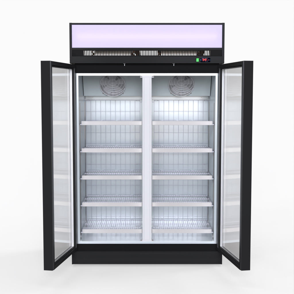 Thermaster 1006L Black Upright Double Glass Door Freezer LG-1006DF
