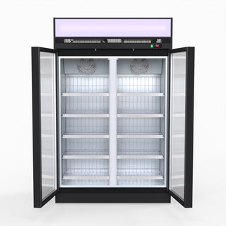 1006L Black Upright Double Glass Door Freezer - Thermaster LG-1006DF