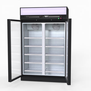 1006L Black Upright Double Glass Door Freezer - Thermaster LG-1006DF