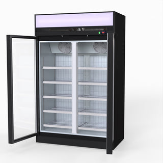 1006L Black Upright Double Glass Door Freezer - Thermaster LG-1006DF