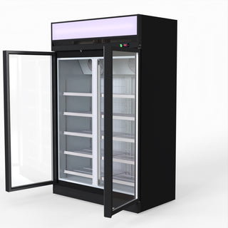 1006L Black Upright Double Glass Door Freezer - Thermaster LG-1006DF