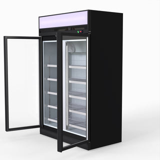 1006L Black Upright Double Glass Door Freezer - Thermaster LG-1006DF