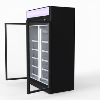 1006L Black Upright Double Glass Door Freezer - Thermaster LG-1006DF