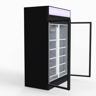 1006L Black Upright Double Glass Door Freezer - Thermaster LG-1006DF