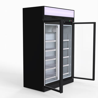 1006L Black Upright Double Glass Door Freezer - Thermaster LG-1006DF