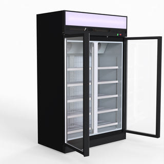 1006L Black Upright Double Glass Door Freezer - Thermaster LG-1006DF