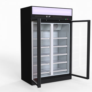 1006L Black Upright Double Glass Door Freezer - Thermaster LG-1006DF