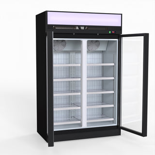 1006L Black Upright Double Glass Door Freezer - Thermaster LG-1006DF