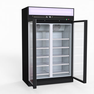 1006L Black Upright Double Glass Door Freezer - Thermaster LG-1006DF