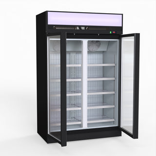 1006L Black Upright Double Glass Door Freezer - Thermaster LG-1006DF