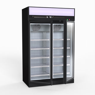 1006L Black Upright Double Glass Door Freezer - Thermaster LG-1006DF